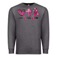 Charcoal Heather Love Faith cure Breast Cancer Premium Sweatshirt - FaDigitalArtStudio