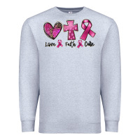 Heather Grey Love Faith cure Breast Cancer Premium Sweatshirt - FaDigitalArtStudio