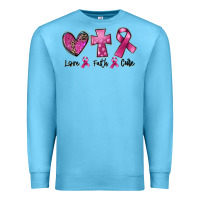 Ocean Blue Love Faith cure Breast Cancer Premium Sweatshirt - FaDigitalArtStudio