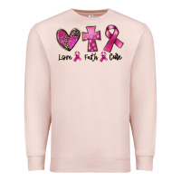 Pale Pink Love Faith cure Breast Cancer Premium Sweatshirt - FaDigitalArtStudio