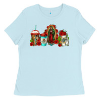 Baby Blue lady of guadalupe coffee Ladies Tee - Jasminsmagicworld