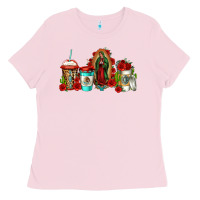 Bubblegum Pink lady of guadalupe coffee Ladies Tee - Jasminsmagicworld
