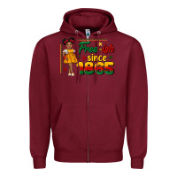 Burgundy free ish since 1865 black girl peekaboo juneteenth Zipper Hoodie - CowGirlArtShop