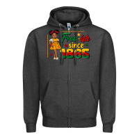 Charcoal Heather free ish since 1865 black girl peekaboo juneteenth Zipper Hoodie - CowGirlArtShop