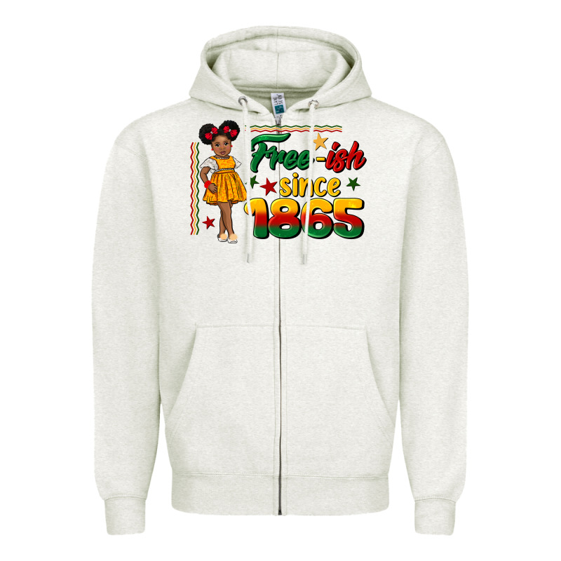 Free Ish Since 1865 Black Girl Peekaboo Juneteenth Zipper Hoodie by CowGirlArtShop | Teevron
