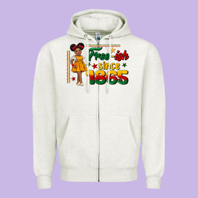 Free Ish Since 1865 Black Girl Peekaboo Juneteenth Zipper Hoodie Designed By Cowgirlartshop