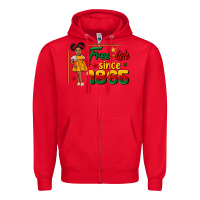 Red free ish since 1865 black girl peekaboo juneteenth Zipper Hoodie - CowGirlArtShop