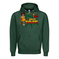 Sports Green free ish since 1865 black girl peekaboo juneteenth Zipper Hoodie - CowGirlArtShop