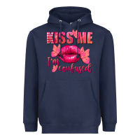 Navy Kiss me i'm so confused Valentine's Day Heavyweight Hoodie - FaDigitalArtStudio