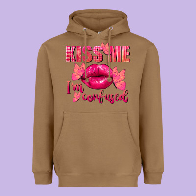 Kiss Me I'm So Confused Valentine's Day Heavyweight Hoodie Designed By Fadigitalartstudio