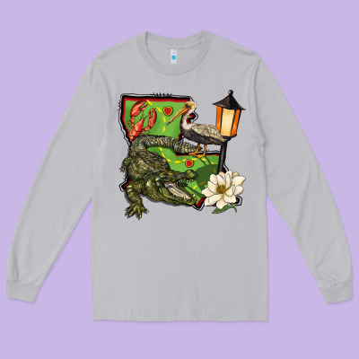 Louisiana State Long Sleeve Tee Designed By Barkaloodesign
