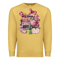 Antique Gold Breast Cancer truck with pumpkins Premium Sweatshirt - FaDigitalArtStudio