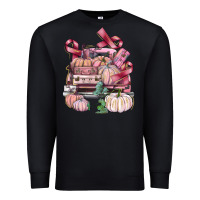 Black Breast Cancer truck with pumpkins Premium Sweatshirt - FaDigitalArtStudio