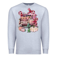 Heather Grey Breast Cancer truck with pumpkins Premium Sweatshirt - FaDigitalArtStudio