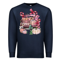 Navy Breast Cancer truck with pumpkins Premium Sweatshirt - FaDigitalArtStudio