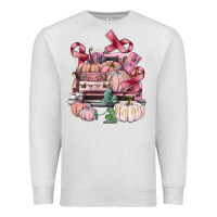Oatmeal Heather Breast Cancer truck with pumpkins Premium Sweatshirt - FaDigitalArtStudio