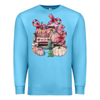 Ocean Blue Breast Cancer truck with pumpkins Premium Sweatshirt - FaDigitalArtStudio
