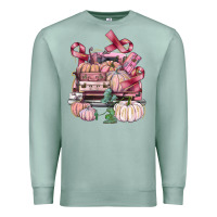 Seafoam Breast Cancer truck with pumpkins Premium Sweatshirt - FaDigitalArtStudio