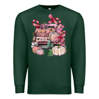 Sports Green Breast Cancer truck with pumpkins Premium Sweatshirt - FaDigitalArtStudio