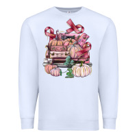 White Breast Cancer truck with pumpkins Premium Sweatshirt - FaDigitalArtStudio