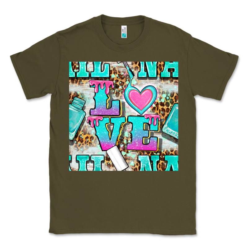 Love Nail And Polish With Leopard Seamless Pattern Bbs Classic Tee by BundleAndBundleShop | Teevron