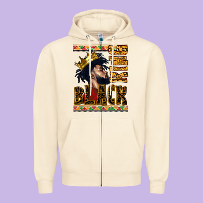 Black King Zipper Hoodie Designed By Cowgirlartshop