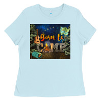 Baby Blue born to camp Ladies Tee - NancyCooperArtShop