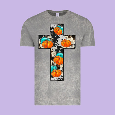 Pumpkin Cross Vintage Tee Designed By Jahusdesignshop