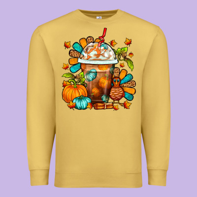 Thanksgiving Frappe Coffee Premium Sweatshirt Designed By Fadigitalartstudio