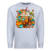 Heather Grey Thanksgiving Frappe Coffee Premium Sweatshirt - FaDigitalArtStudio