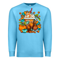 Ocean Blue Thanksgiving Frappe Coffee Premium Sweatshirt - FaDigitalArtStudio