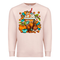 Pale Pink Thanksgiving Frappe Coffee Premium Sweatshirt - FaDigitalArtStudio