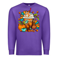 Purple Thanksgiving Frappe Coffee Premium Sweatshirt - FaDigitalArtStudio