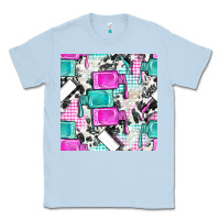 Dusty Blue nail polish with cowhide and plaid seamless pattern bbs Classic Tee - BundleAndBundleShop