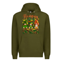 Army Green Hanging with my gnomies Premium Hoodie - HowdyJamesFarm