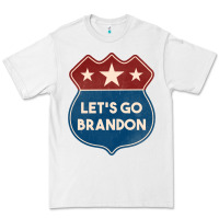 White Let's Go Brandon Shield Patch Premium Tee - Jasminsmagicworld