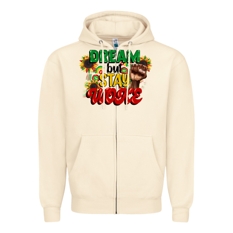 Dream But Stay Woke Juneteenth Zipper Hoodie by CowGirlArtShop | Teevron