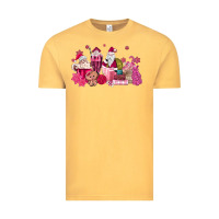 Vintage Mustard pink santa coffee Vintage Tee - MaliasSmallBusiness