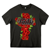 Asphalt faith floral cross Heavy Core Tee - NancyCooperArtShop