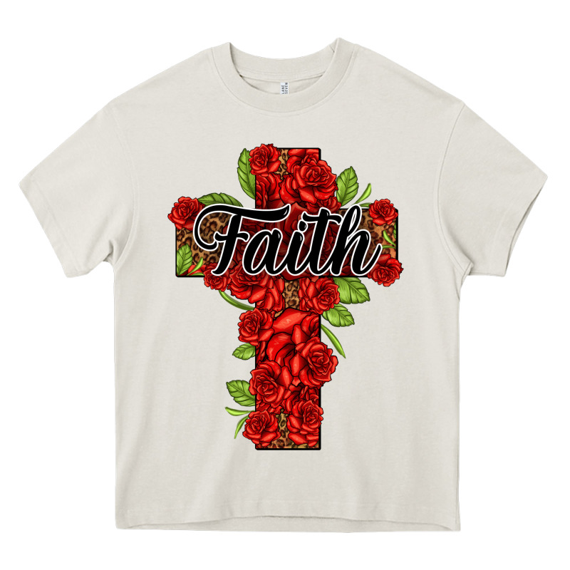 Faith Floral Cross Heavy Core Tee by NancyCooperArtShop | Teevron