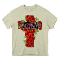 Mossy faith floral cross Heavy Core Tee - NancyCooperArtShop