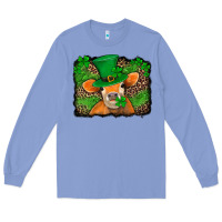 Colony Blue st patricks orange cow with leopard background Long Sleeve Tee - Jasminsmagicworld