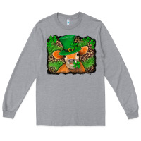 Heather Grey st patricks orange cow with leopard background Long Sleeve Tee - Jasminsmagicworld
