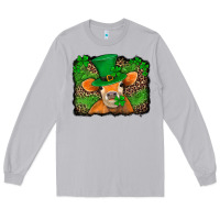 Moon Dust st patricks orange cow with leopard background Long Sleeve Tee - Jasminsmagicworld