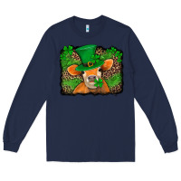 Navy st patricks orange cow with leopard background Long Sleeve Tee - Jasminsmagicworld