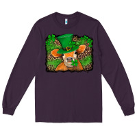 Plum st patricks orange cow with leopard background Long Sleeve Tee - Jasminsmagicworld