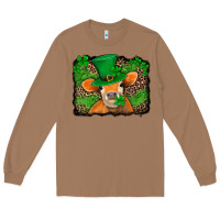Toasted Coconut st patricks orange cow with leopard background Long Sleeve Tee - Jasminsmagicworld