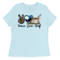 Baby Blue Peace Love Wolf Ladies Tee - LillyAllenDesigns