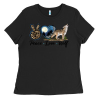 Black Peace Love Wolf Ladies Tee - LillyAllenDesigns