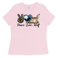 Bubblegum Pink Peace Love Wolf Ladies Tee - LillyAllenDesigns